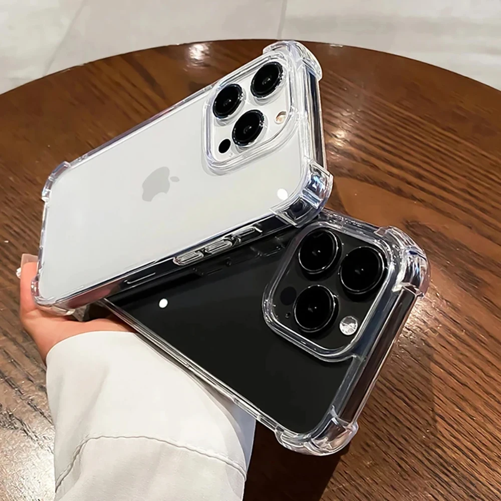 Luxury Hybrid Shockproof Case For iPhone 16 15 14 Plus 13 Pro Max Mini Clear Silicone Soft Shell Hard PC Ultra Thin Back Cover