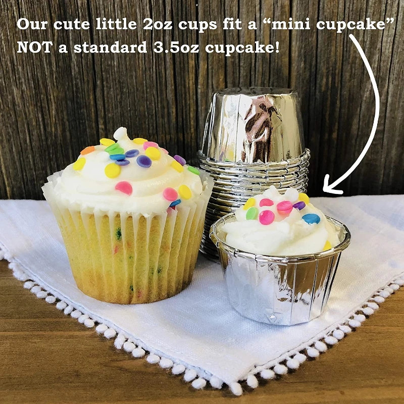 Small 50 pcs Aluminum Mini Foil Cupcake Wrapper Paper Silver Liner Baking Cups Tray Case Caissettes Muffin baking accessories