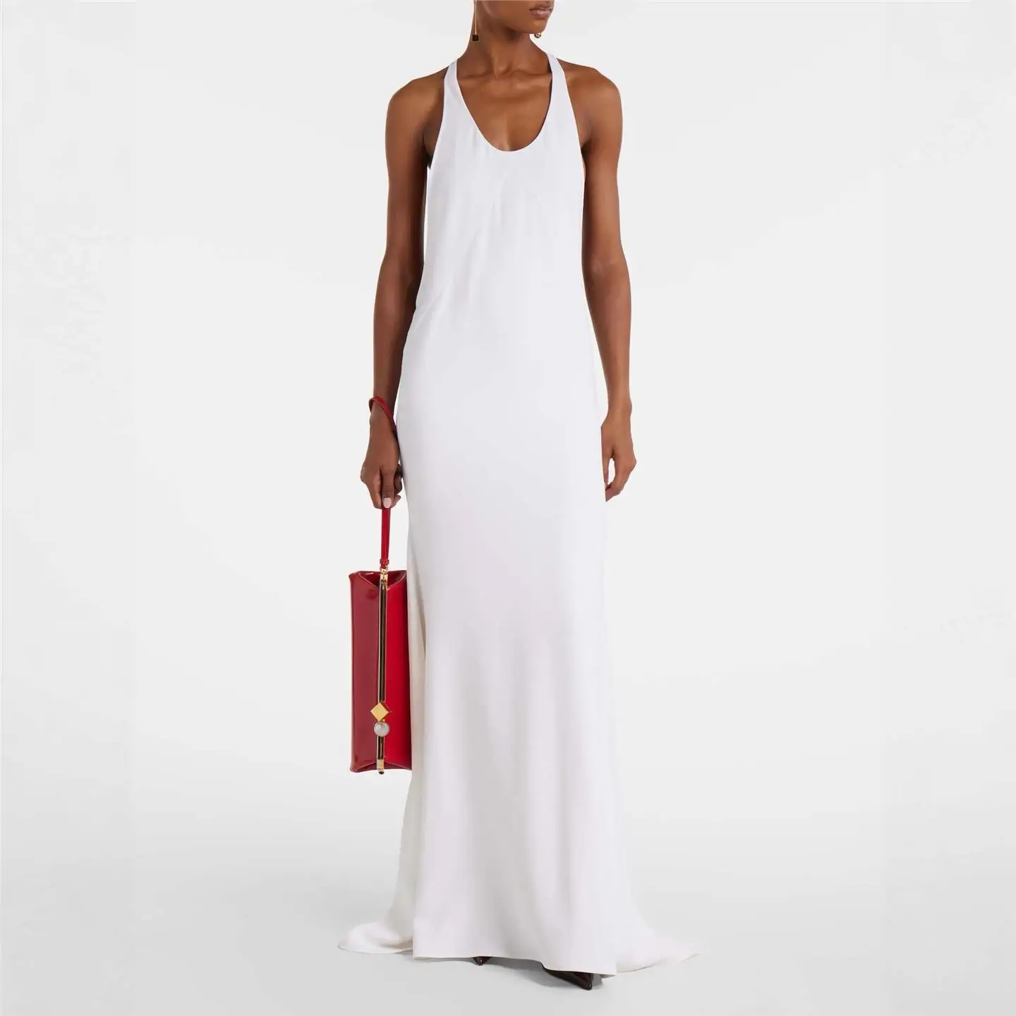 Elegant White Long Dress Sexy Strapless Women's Fashionable Trendy Girl Summer Casual High Waist European Style No Brand