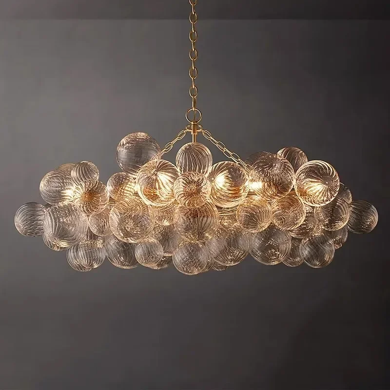 

Luxury Home Transparent Glazed Bubble Ceiling Elegant Modern LED Suspension Light for Restaurant Villa Hotel Decoration, Dimmabl