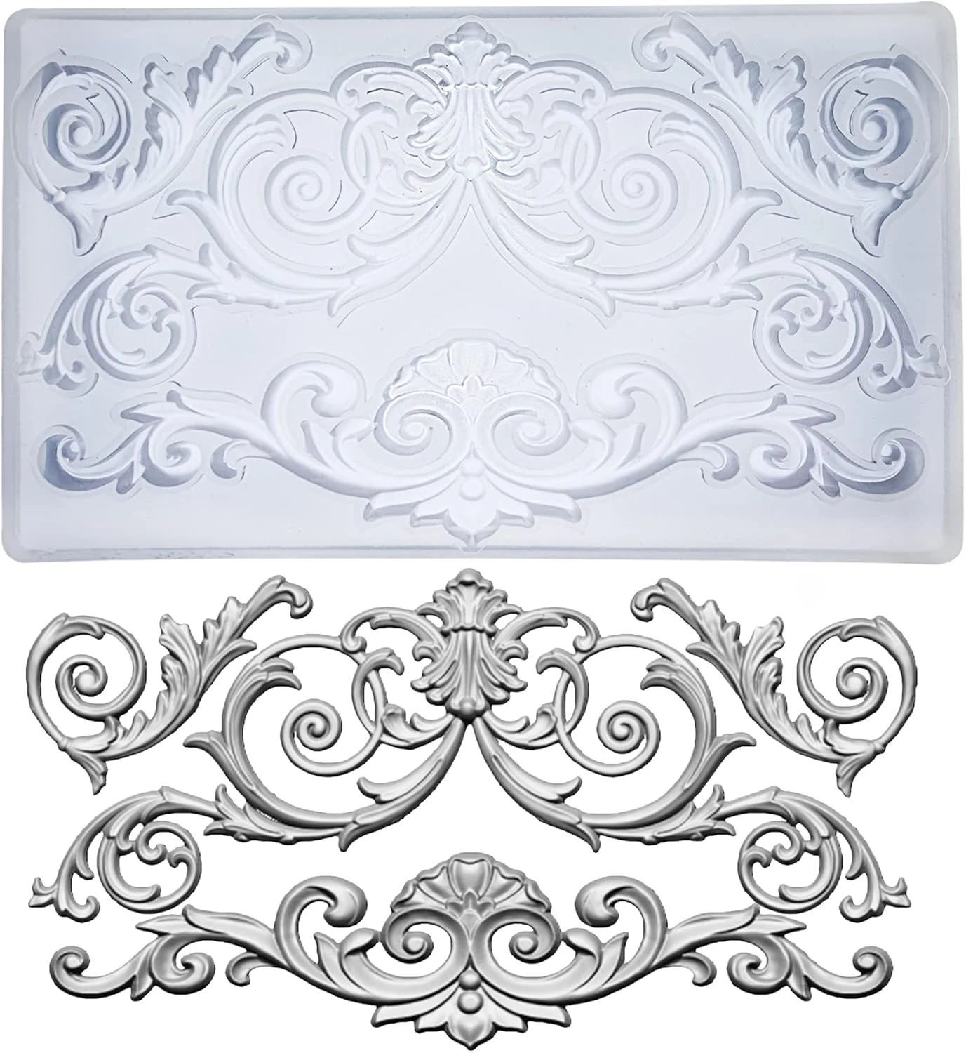 

Mirosie Baroque Relief Silicone Molds Embossed Art Garland Mould for Polyclay Air Dry Clay Plaster Cake Decoration Accessories