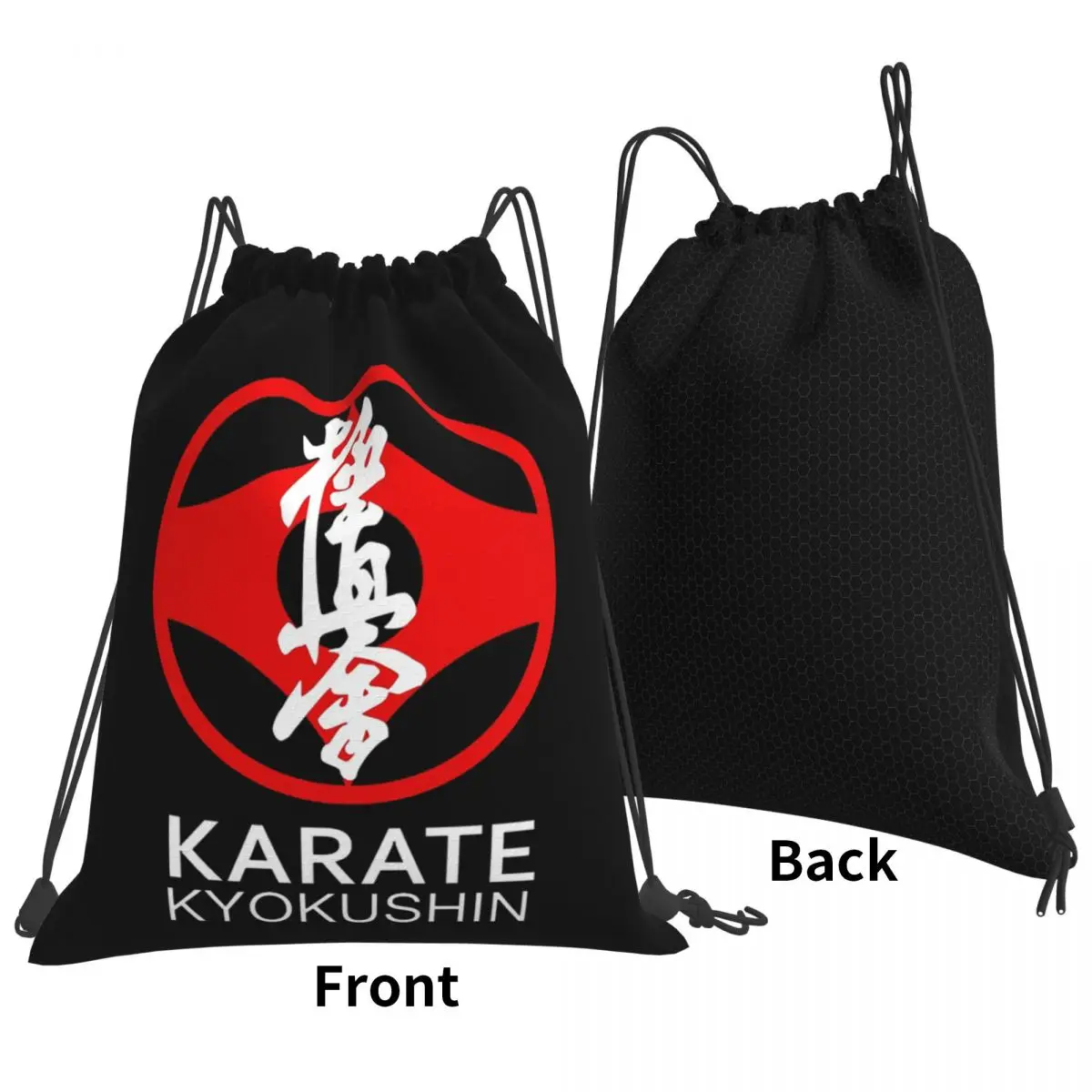 Kyokushi Karate Kumite Scene Backpacks Portable Drawstring Bags Sports Bag Book Bags for Travel Students