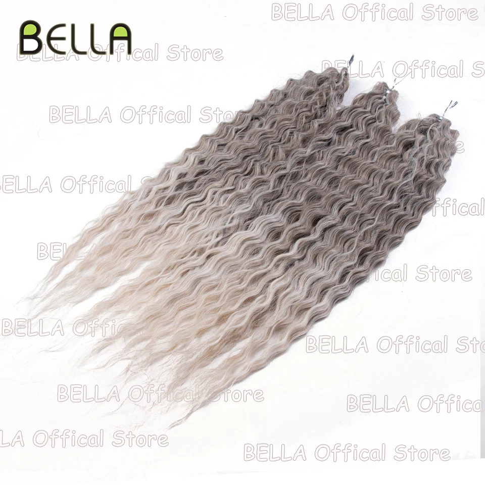 Bela ariel-extensão do cabelo sintético, 24 polegadas, estilo afro, crochê, ombre, rosa, gengibre, onda b