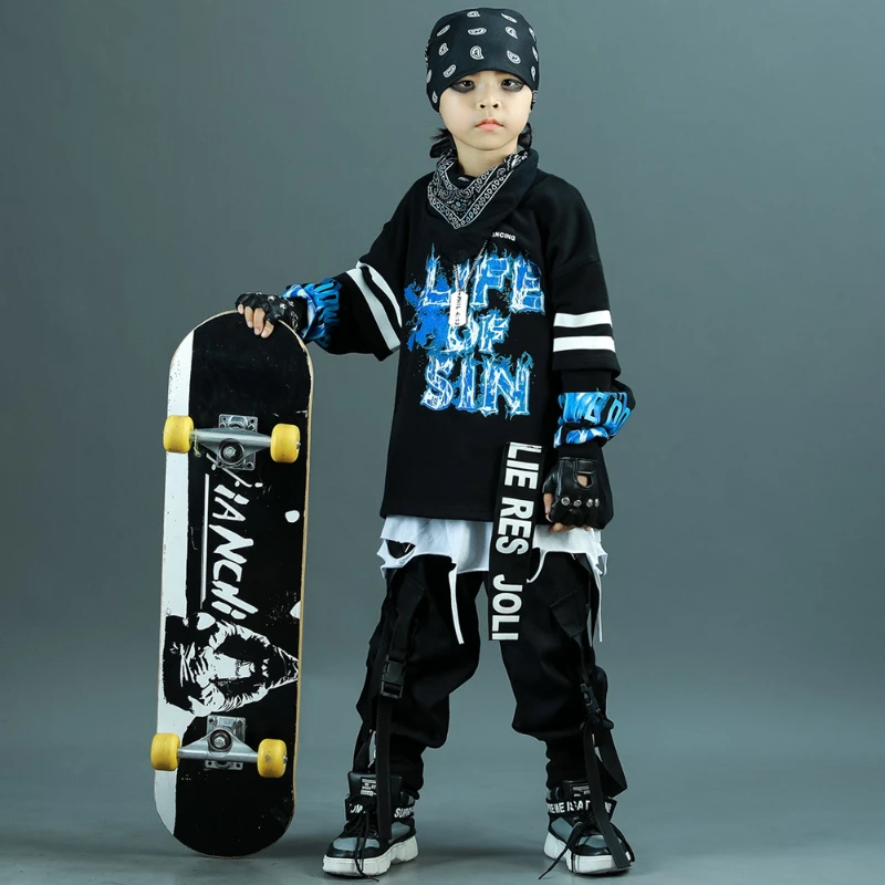 Children Tracksuit Kids Sport Sets Long Sleeve Top Pants 2pcs Boys Streetwear Outfits Fashion Hip Hop Sweatshirt Pants Costumes