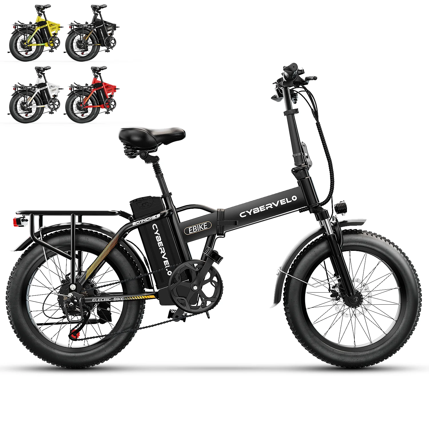 Cybervelo 1000W Peak High-speed Brushless Folding 20 Inch Fat Tire Electric Bike for Adults 48V 20.8Ah/50Ah Removable Battery 80 Miles Range Commuter E-Bicycle EK4 image 11