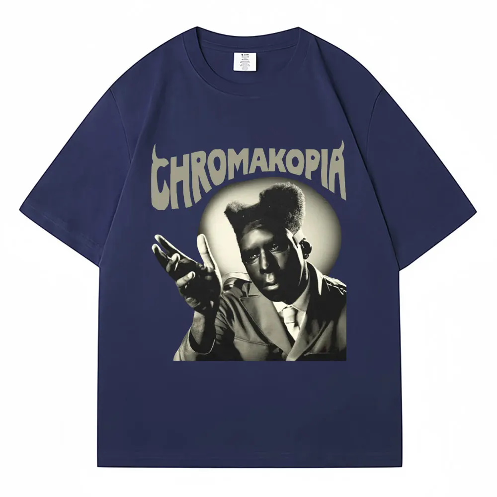 Rapper Tyler The Creator Chromakopia Album TShirt Men's Vintage Hip Hop Popular T-Shirts Loose Cotton Hipster T Shirt Streetwear