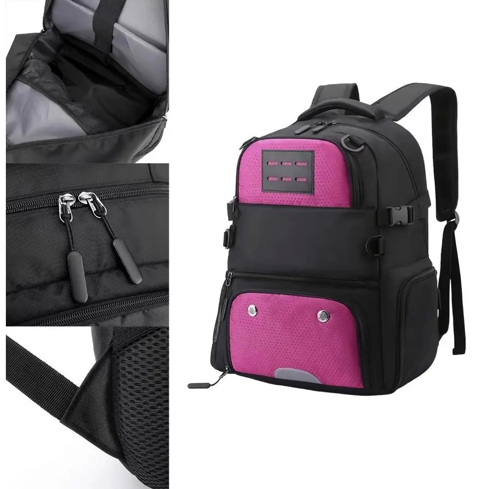Large Capacity Sports Basketball Backpack with Shoes Bag Detachable Net Soccer Bag Multi Pockets Oxford Fabric