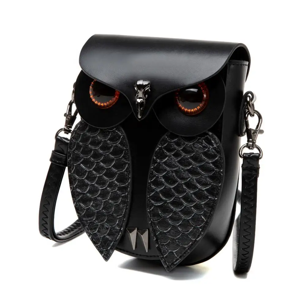 Unisex Owl Sharp One Shoulder Bag Steampunk Cos Punk Style Single Shoulder Crossbody Bag Snake Skin Pattern Hand-Held Bag