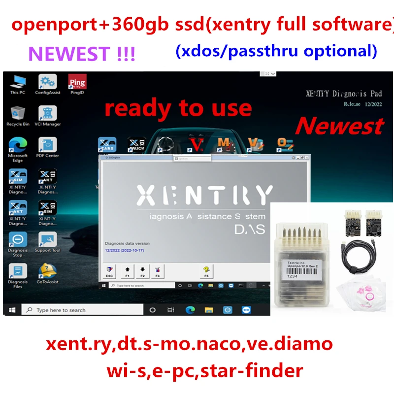 Newest 2023.09 Xentry Full Software SSD can Work for MB STAR C4 C5 C6 SD Connect Tactrix Openport 2.0 OBD2 Tool Ready to Use