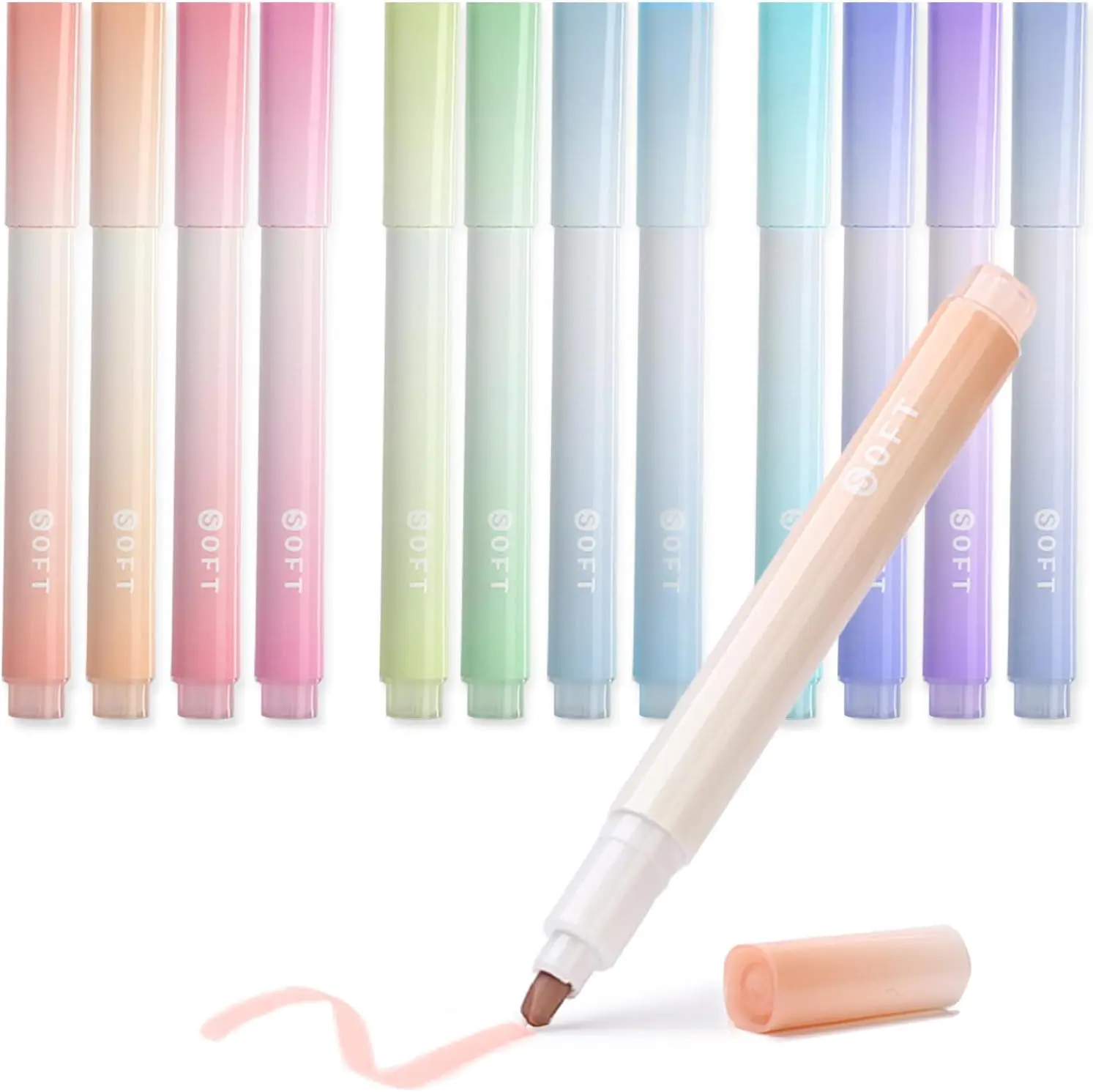 Pastel Bible Highlighter, No Bleed, Chisel Tip, 12 Pack Assorted Colors Cute Aesthetic Highlighters