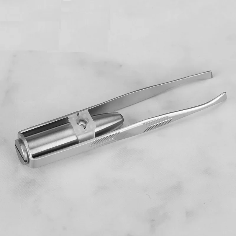 ملقط الحواجب مع ضوء LED، تصميم ذكي، مشبك إزالة شعر الرموش الدقيقة، ملاقط من الفولاذ المقاوم للصدأ، أدوات مكياج محمولة