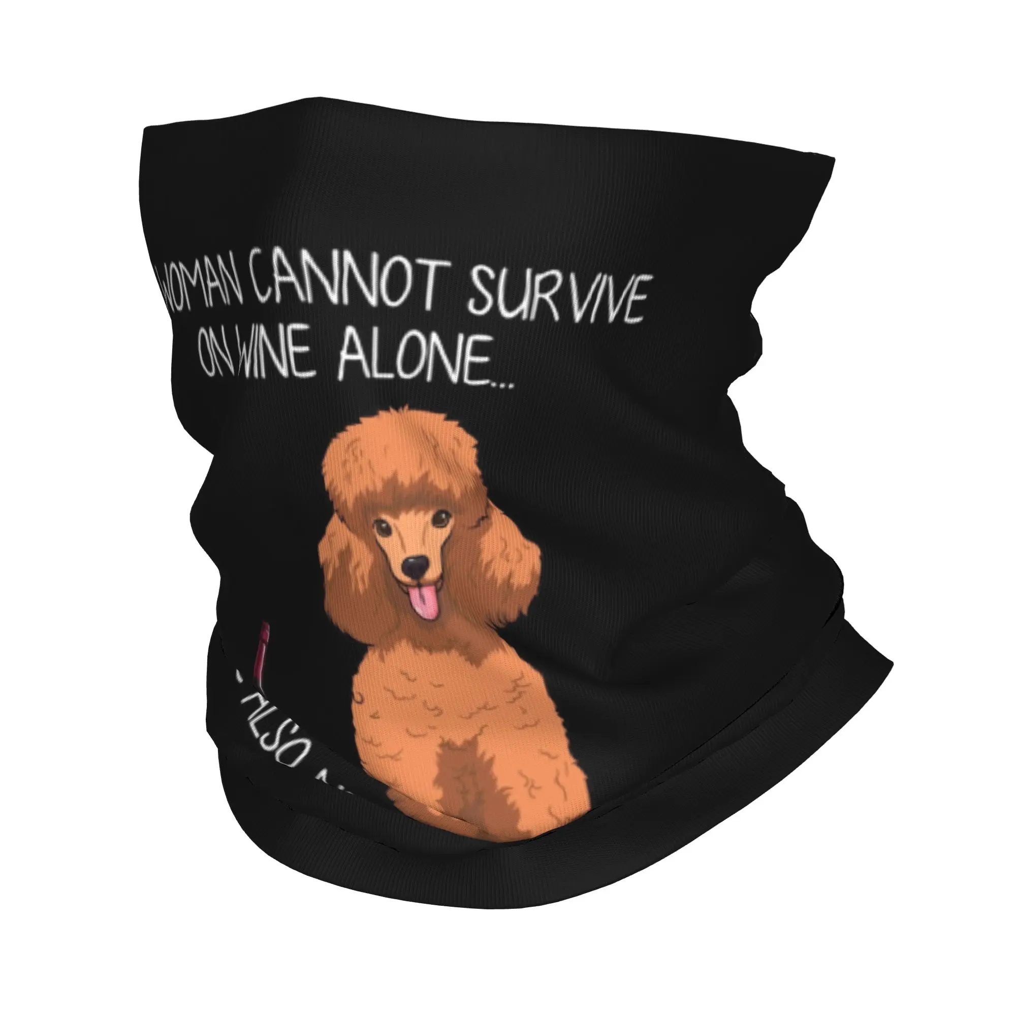 

Custom Poodle And Wine Funny Dog Bandana Neck Gaiter Windproof Face Scarf Cover Men Women Doggy Dog Lovers Headband Tube