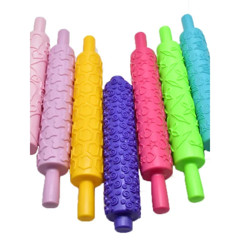 Pattern Texture Embossed Rolling Pin Dough Fondant Pastry Dumpling Pizza Cake Cookies Roller Tools Kitchen Accessories 1 Pcs