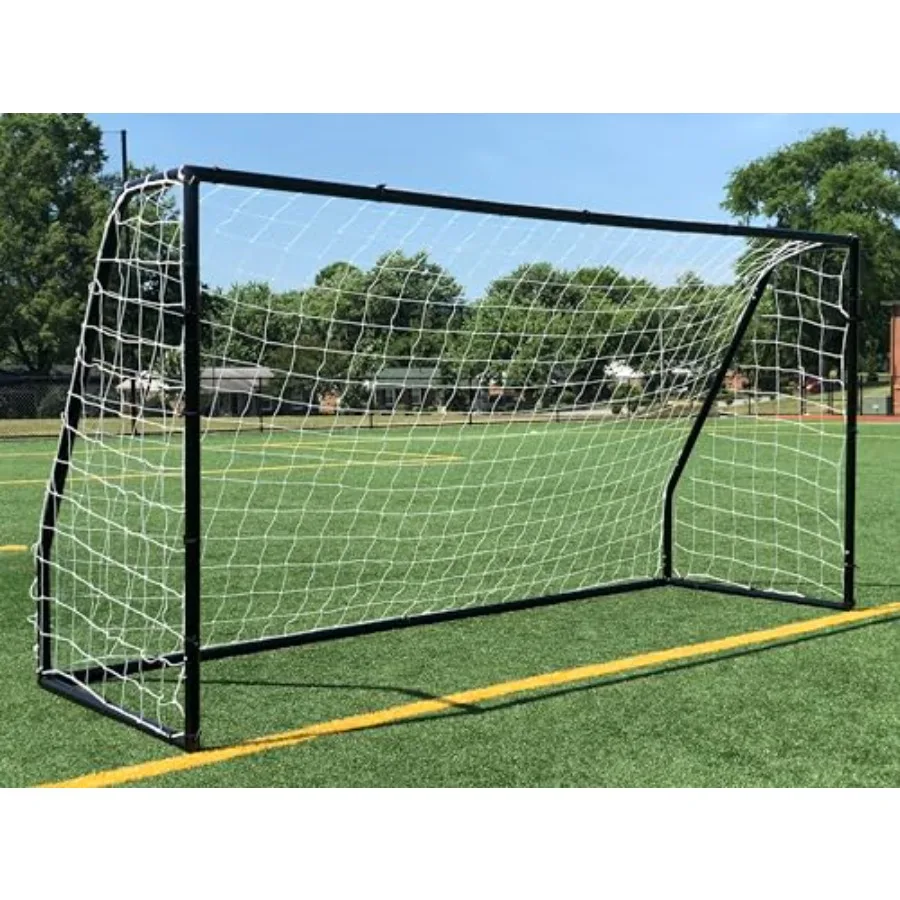 

AYSO youth soccer goal for outdoor practice, powder-coated corrosion-resistant steel frame, black, weatherproof 4mm net and 50m