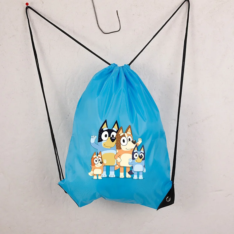 Tas Ransel Seri Blueyi dengan Tali Serut, Motif Kartun Bingo, Cocok untuk Berenang, Bersepeda, Berlari, Tas Olahraga, Motif Anjing Lucu, Tas Penyimpanan Portabel, Hadiah Ulang Tahun