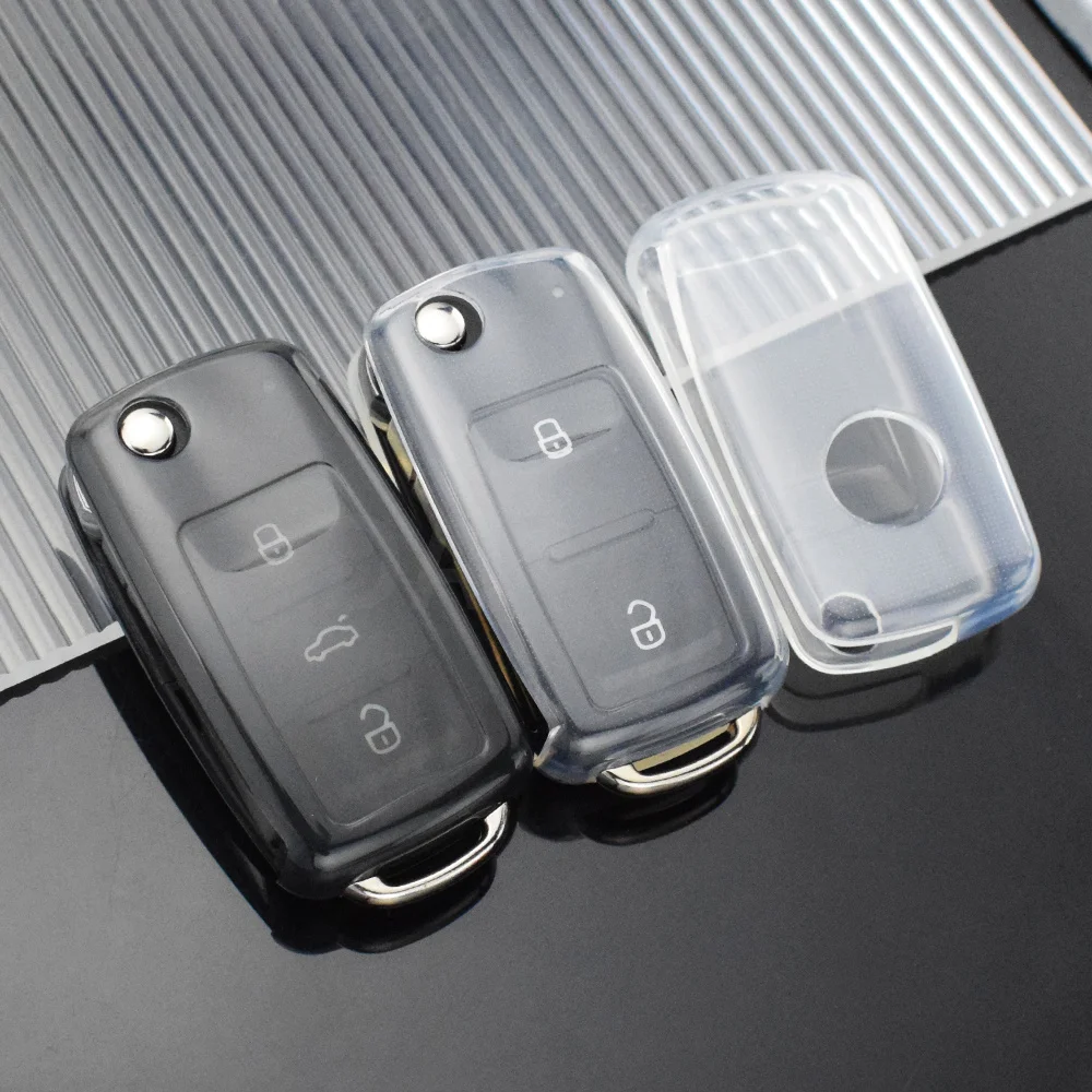 

For Volkswagen VW Polo Golf Passat Tiguan Beetle Caddy T5 Up Eos Skoda Octavia Seat Leon Altea TPU Car Remote Key Case Cover