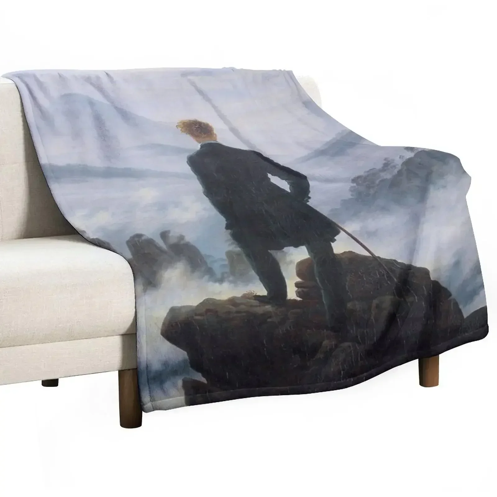 

Wanderer above the Sea of Fog, by Caspar David Friedrich Throw Blanket Soft Plaid Plush cosplay anime Blankets