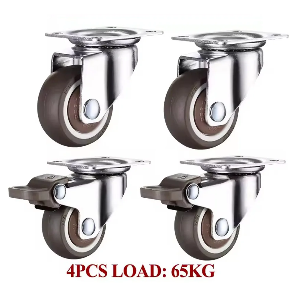 

4Pcs Universal Swivel Casters Heavy Duty Furniture Wheel Castor Silent Trolley for Table Chair Sofa with Safety Brake Wheels