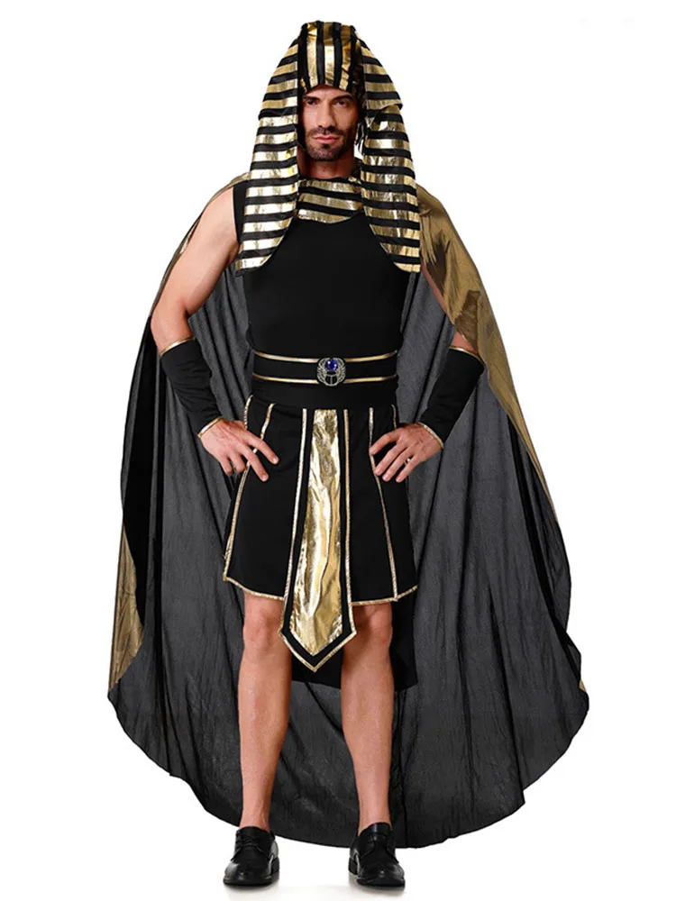 زي فرعوني للرجال البالغين لعيد الهالوين، ملابس تنكرية مضحكة للحفلات والكرنفالات، زي ملك مصري من البوليستر