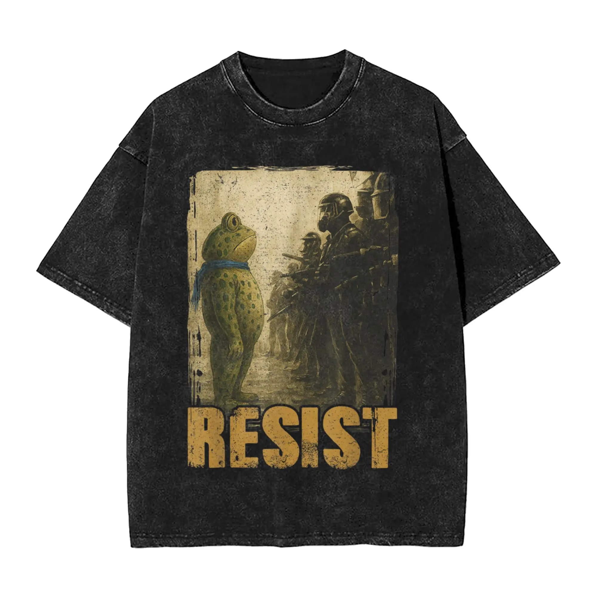 Man T-Shirt American Portland Frog Resist Washed T-Shirts Popular  Summer Tees Streetwear Custom DIY Cotton Clothes Dropshipping