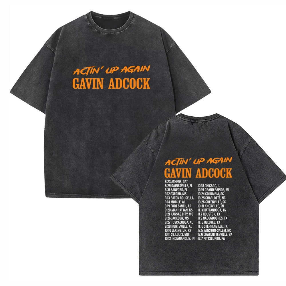 Gavin Adcock Actin' Up Again Tour 2024 Music Fans Gift Vintage Harajuku Short Sleeve Unisex Casual Summer O-Neck Cotton Shirts