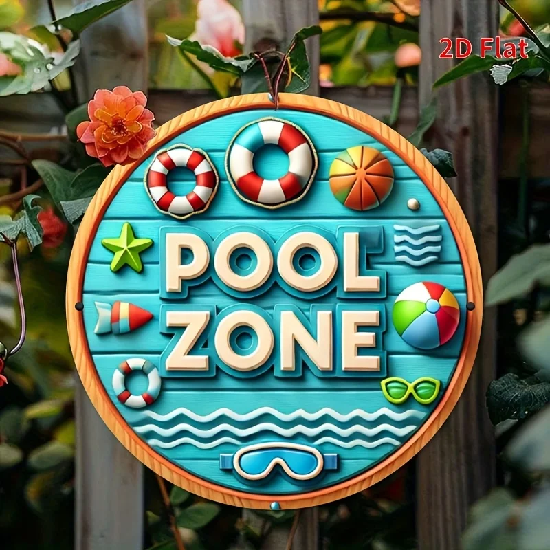 2D Flat Printing, 1pc, Pool Area Sign, Iron Metal Sign, Measuring Suitable for Wall Art Decoration in Swimming Pools
