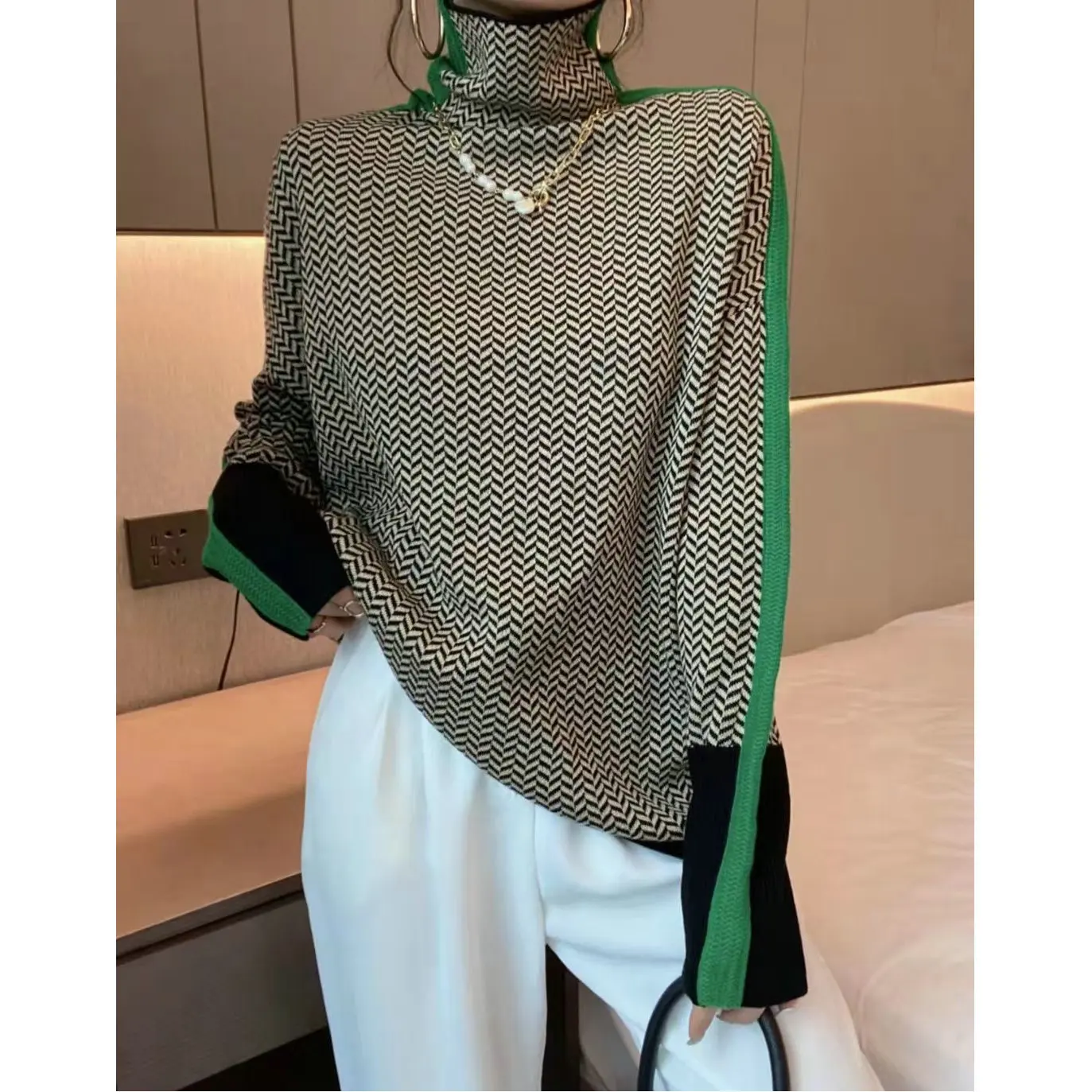 Pullover Sweater European Stock High-end Quality Color Colored Characters Wool Bottoming Shirt Female Autumn And Winter Sweater