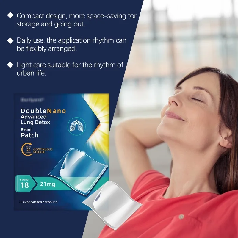 18 قطعة/صندوق المحمولة الرئة التطهير التصحيح الرئة تطهير السموم بقع تحسين بقع التنفس للسفر الأعمال الرعاية الصحية العرض