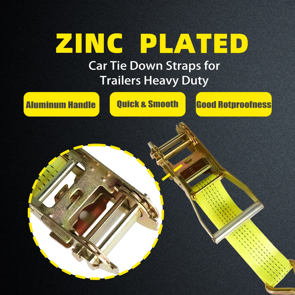 6 Pack Ratchet Strap 2in x 15ft Tie Down Straps 5000LB J Hook Heavy Duty Tie-Down, for fix the goods to avoid damage to the goods