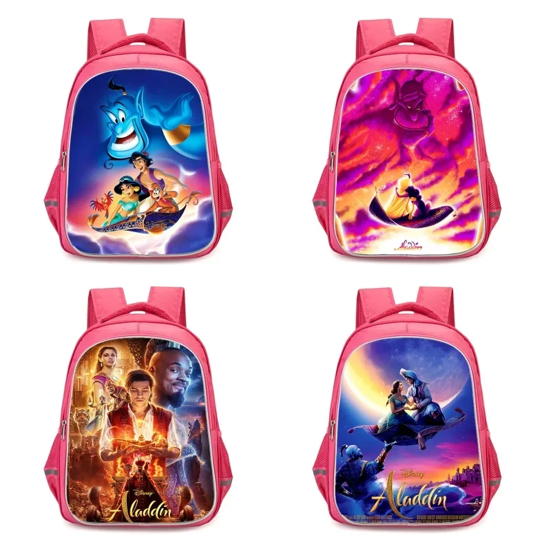 16-inch Aladdin School Bags with Double Zipper Pocket,Orthopedic Cartoon Bags for Boys Girls,Durable Kid Bags for Pupil Students