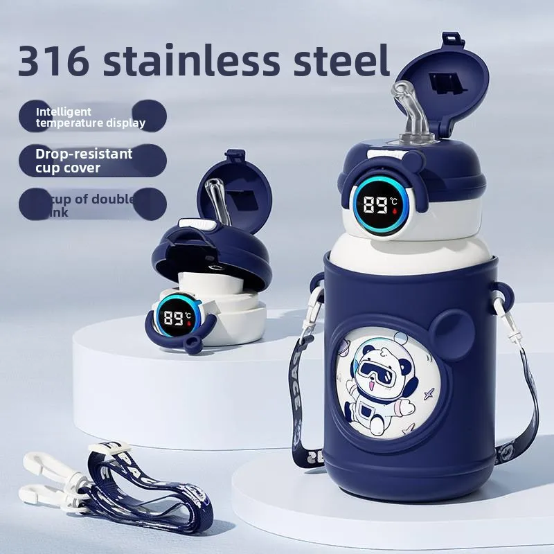 

Детская термочашка Food ade, студенческая умная бутылка для воды для мальчиков, космический медведь, 2025 г., домашняя изолированная кофейная чашка, портативная нержавеющая сталь