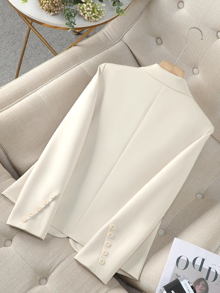 Aprikose Schwarz Casual Weibliche Blazer Frauen Mode Volle Hülse Damen Jacke