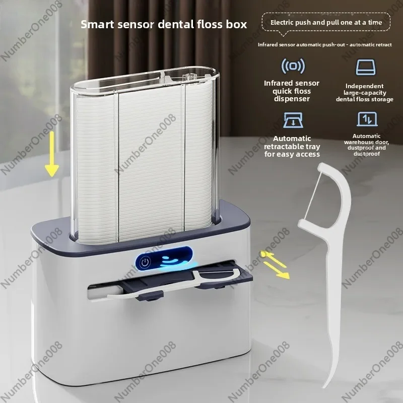 Automatic Induction Electric Floss Dispenser, Motion Sensor Toothpick Flosser Box for Home Restaurant, Floss Picks Container
