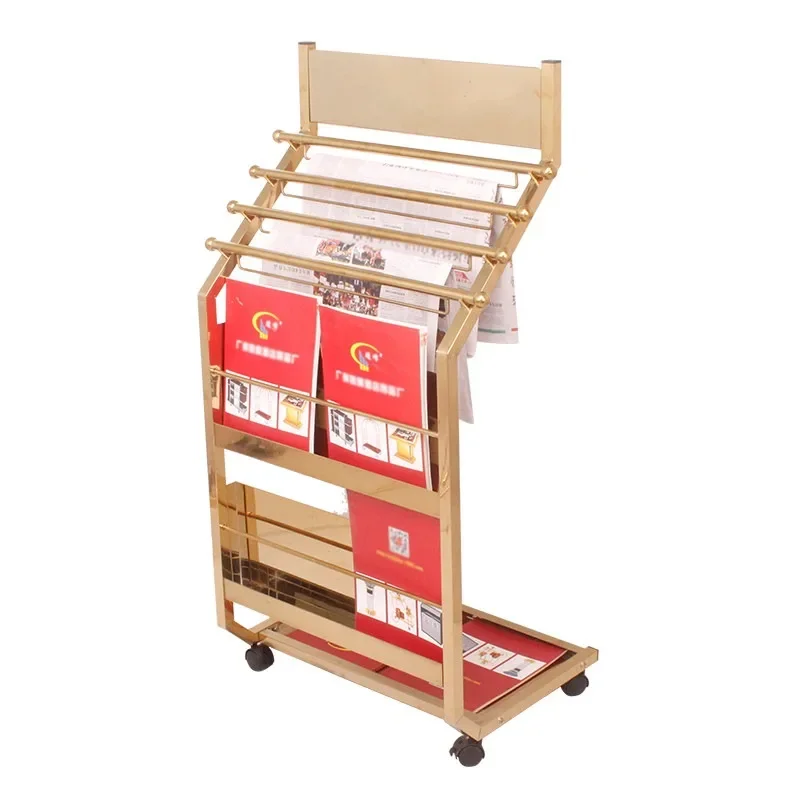 Stainless Steel Newspaper Rack Magazine Floor Advertising Rack Brochure Data Shelf Book Newspaper Clip Display Rack
