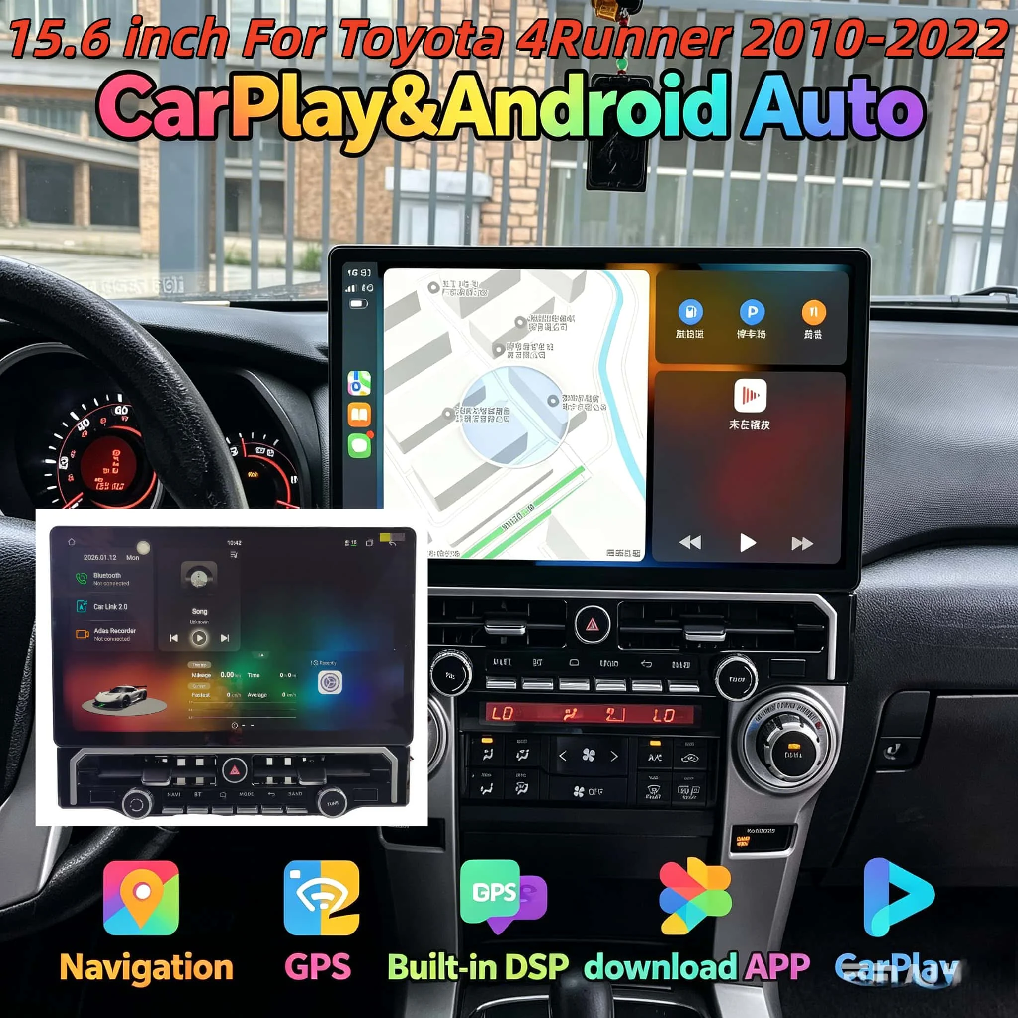 

15.6" Android 14 Stereo For Toyota 4Runner 2010-2022 Carplay Auto Car Radio DSP Tape Recorder Multimedia Player Bluetooth 5.0
