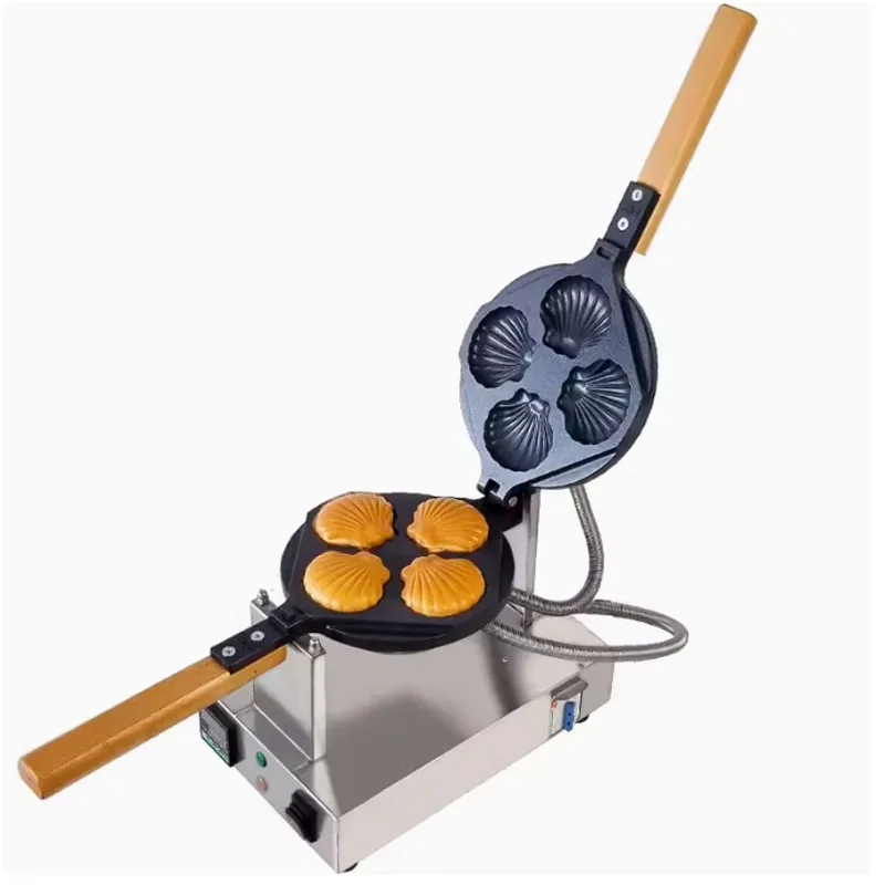 Commercial Muffin Waffle Maker Shell Shape Mini Castella Sponge Cake Machine 4pcs Bread Baking Machine