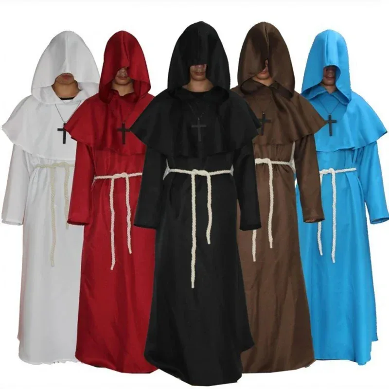 

New Halloween Cosplay Knight Medieval Hooded Monk Cosplay Costume Wizard Costumes Priest Costumes Cosplay Costumes