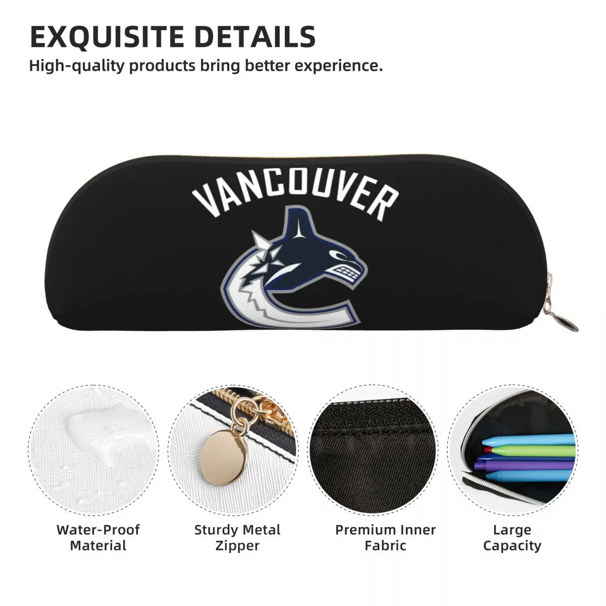 فانكوفر هوكي كانوكس الأساسية مقلمة نشطة قلم رصاص الحقيبة تخزين لوازم مكتبية صندوق القلم حقيبة أقلام رصاص للأطفال هدية