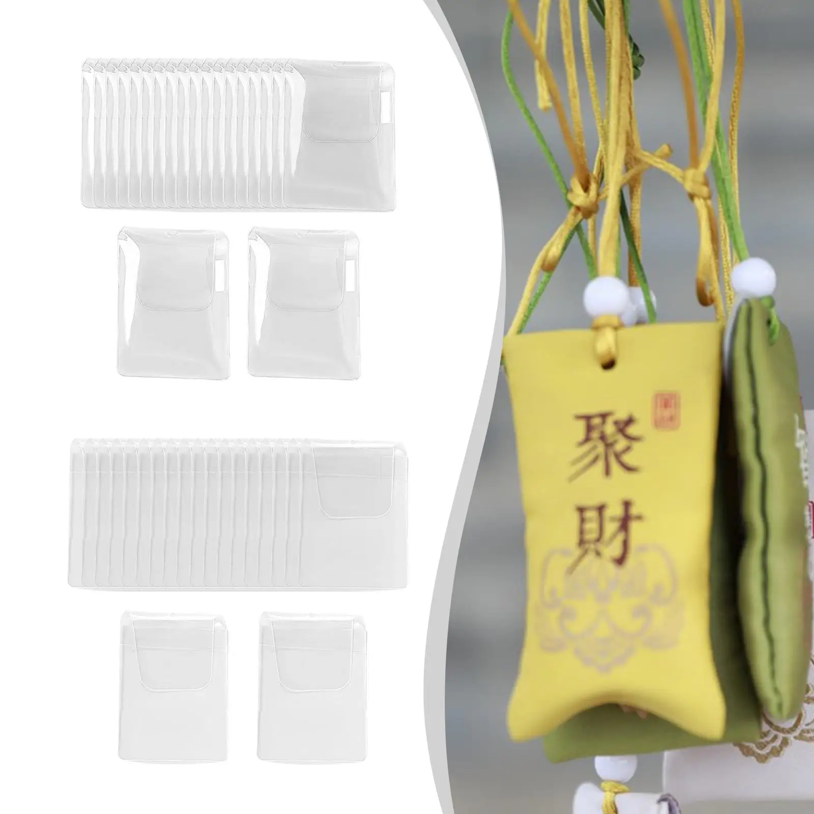 20 Pieces Protective Sleeve, Waterproof Stain Resistant Transparent Premium Japanese Clear PVC Bag, Scented Bag Cover Amulet Bag