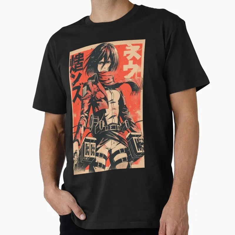 Mikasa Vintage Grunge Orange Attack on Titan Anime Gift T-shirt Shingeki no Kyojin Print Graphic Clothes All size tops S-6XL