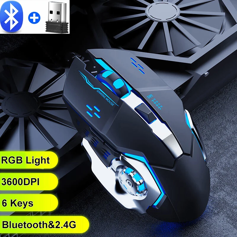 Bluetooth Mouse 2.4Ghz Gaming Mouse Rechargeable Wireless Mouse USB Mechanical E-Sports Backlight Gamer Mice For Computer Laptop