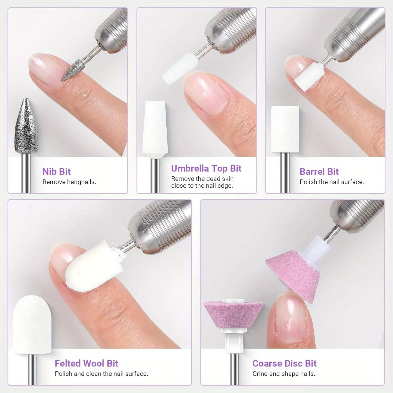 3/32 ''20PCS เจาะเล็บมืออาชีพ Bit,เซรามิคเพชรคาร์ไบด์อะคริลิคเจลเล็บชุดเครื่องมือ, cuticle Remover บิตสําหรับอะคริลิค