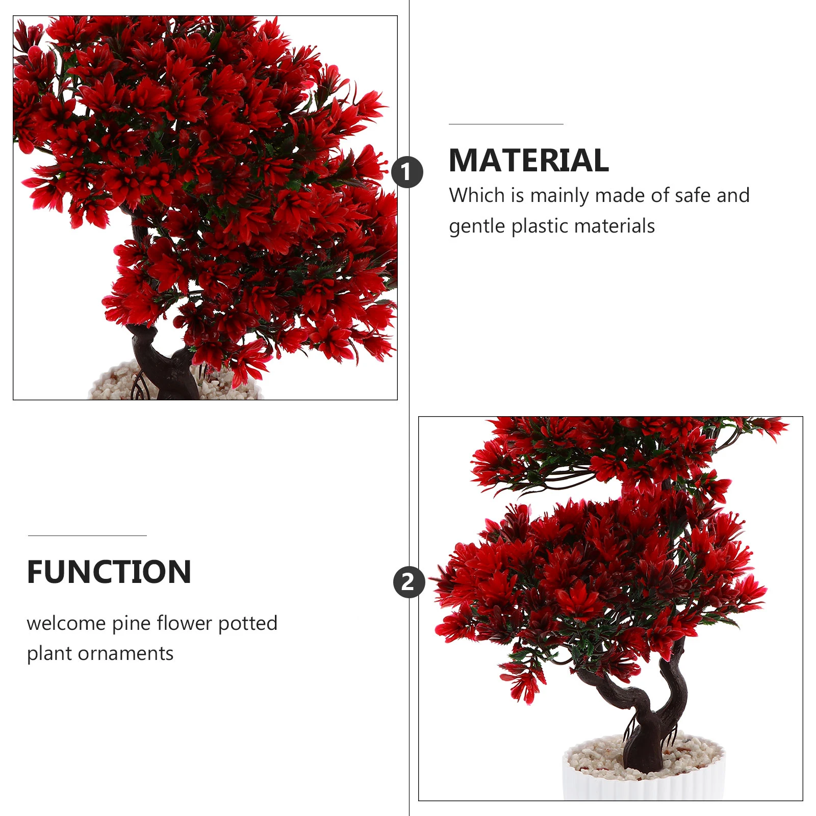 

1pc Simulation Bonsai Adornment Plastic Guest-Greeting Pine Lifelike Potted Plant Decor For Living Room Office Artificial Flower
