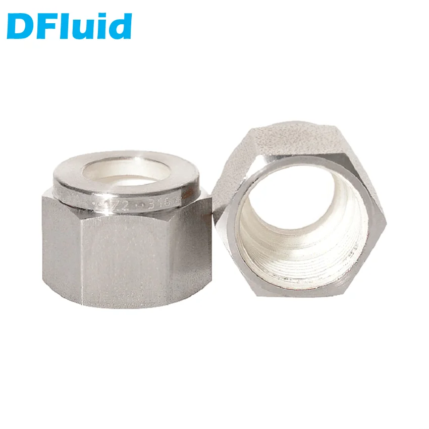 2 szt. SS316 złączka kompresyjna z podwójną tulejką NUT posrebrzana 1/8 "1/4" 3/8 "1/2" 6 8 10 12mm stal nierdzewna wymień Swagelok