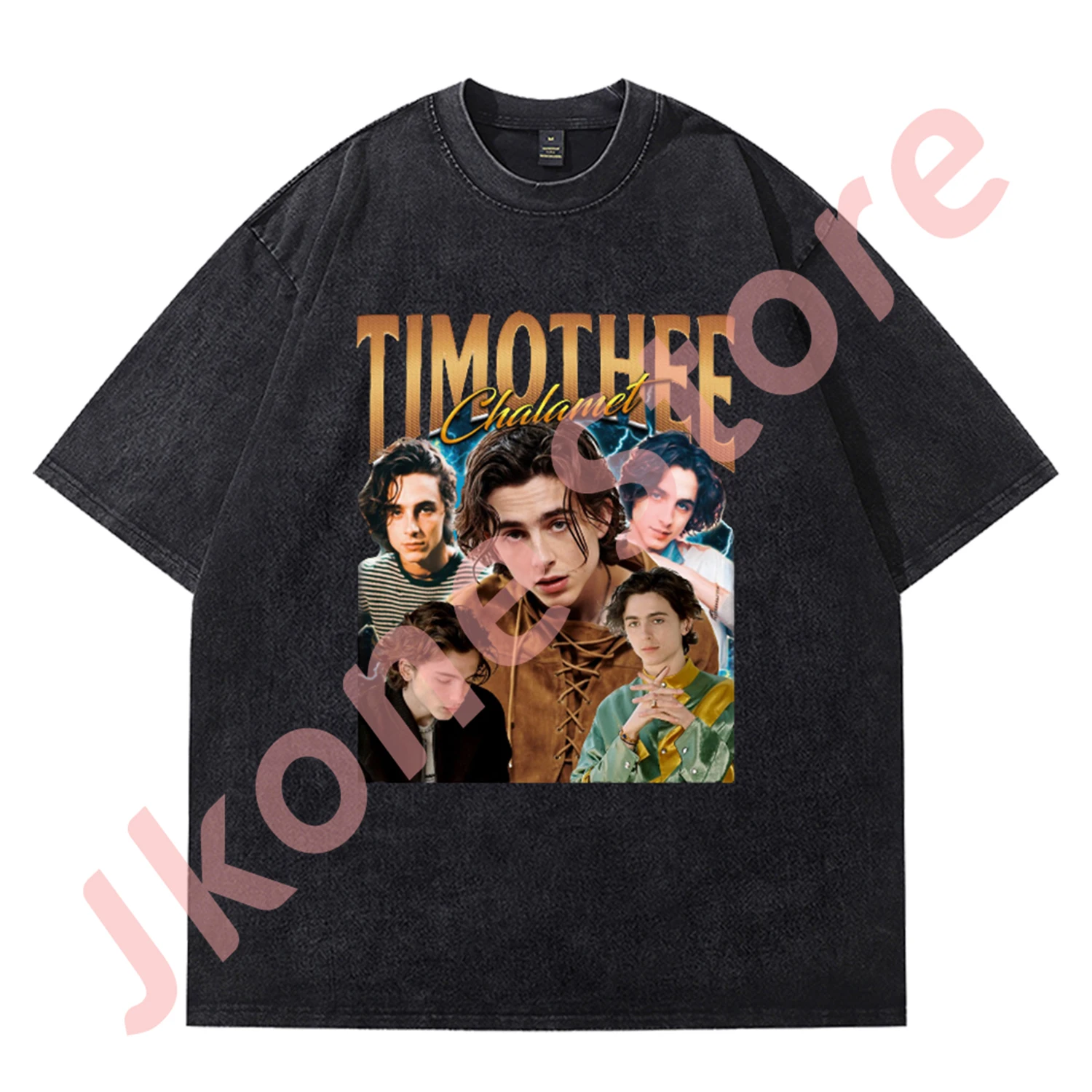 

Timothee Chalamet Vintage Wash T-shirts Cosplay Women Men Fashion Streetwear Crewneck Short Sleeve Top