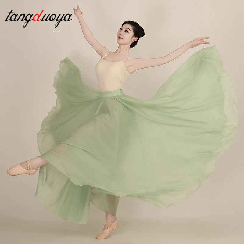 

720-градусная полуюбка из тенселя, классический танцевальный балетный танцевальный костюм, женские длинные вечерние современные платья с большим подолом