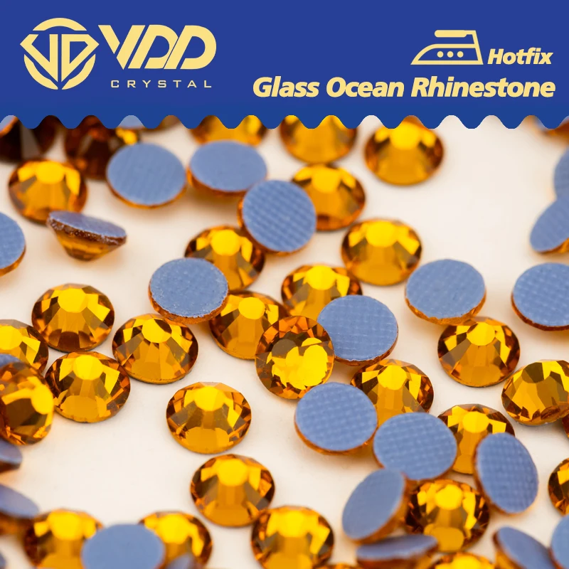 VDD 006 Topaz  SS6-SS30 Glass Crystal Strass Hot-Fix Rhinestones Glitter Iron on Flatback Stones For Garment Decoration