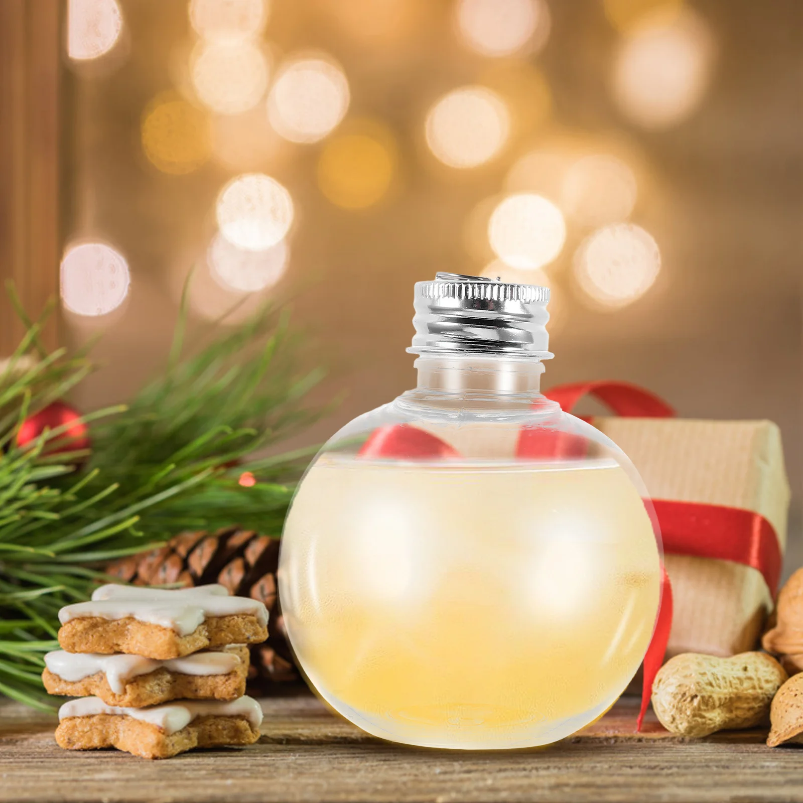 

10Pcs Clear Christmas Fillable Ornament Balls Transparent Pet Bottles for Cold Drinks Reusable Shatterproof Decoration Baubles