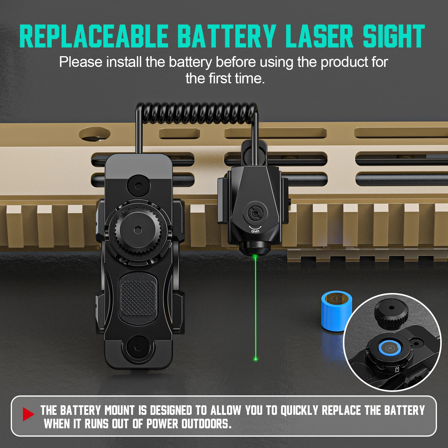 وضع البطارية 7003، مزود بمؤشر ليزر أخضر مع وظيفة المساعدة التي تهدف ذيل الماوس #4