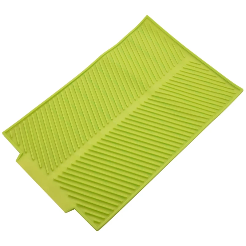 Silicone Dish Drying Mat Flume Folding Draining Mat,Rectangle Drain Mat Drying Dishes Pad Heat Resistant Non-Slip Tray